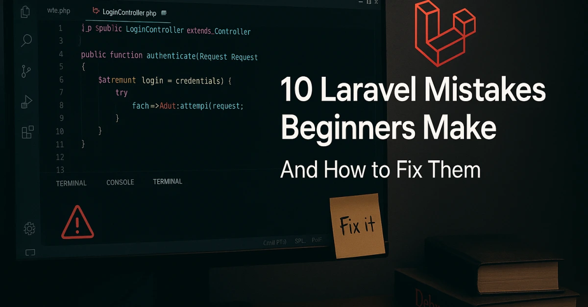 10 Common Laravel Mistakes Beginners Make (and How to Fix Them) – cover image