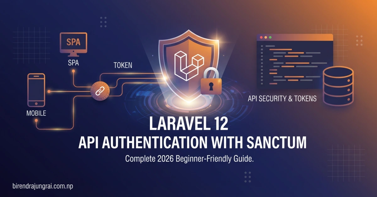 Laravel 12 Sanctum API Authentication Tutorial (2026 Full Guide) – cover image